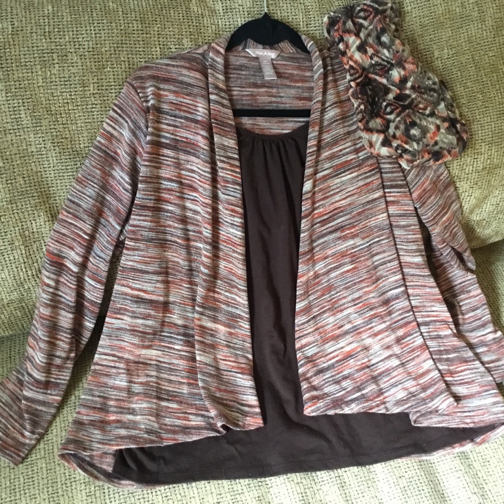 WHITE STAG Cardigan Blouse & Scarf Large